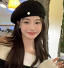 貓人貝雷帽女秋冬季立體定型大頭圍羊毛呢氣質(zhì)韓系八角前進(jìn)畫(huà)家帽子 黑色 均碼 （56CM-59CM） 曬單實(shí)拍圖