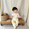 優(yōu)奇嬰兒短袖t恤夏季薄款夏天半袖兒童上衣女寶寶可愛男夏裝寶寶衣服 條紋小鴨【冰絲款】 90 曬單實拍圖