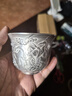 甲牛輕奢 銀杯子999純銀主人杯瓷鎏銀大號單杯加厚酒杯養生復古茶盞 全鎏銀仙鶴延年反口150ml-禮盒裝 曬單實(shí)拍圖