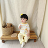 優(yōu)奇嬰兒短袖t恤夏季薄款夏天半袖兒童上衣女寶寶可愛男夏裝寶寶衣服 條紋小鴨【冰絲款】 90 曬單實拍圖