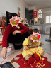 GOKU男童周歲中式禮服寶寶滿月百日生日中國風(fēng)唐裝套裝嬰幼兒童裝春夏 龍紋上衣+褲子+帽子+襪鎖鞋紅 80 L碼【6-12個月】 曬單實拍圖
