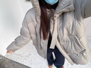 百家好/百家好立領連帽羽絨服女2024冬季輕盈保暖鴨絨面包服 灰綠色 S 曬單實拍圖