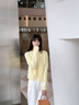 法曼萱（FAMANXUAN）【MIU系】小雛菊刺繡羊毛針織開衫女2025春新款時(shí)尚氣質(zhì)法式上衣 奶酪黃 S 160/84A/S 曬單實(shí)拍圖