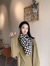 CRANTA KOMEIA圍巾冬季女2025新款棋盤格子韓系毛線針織圍脖生日七夕情人節(jié)禮物 黑白 高級(jí)感輕奢ck風(fēng)送女朋友老婆實(shí)用 曬單實(shí)拍圖