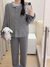 伊棠朵睡衣女春秋季新款韓版甜美荷葉邊少女長(cháng)袖長(cháng)褲家居服套裝學(xué)生春天 1380灰色 M 90-105斤 曬單實(shí)拍圖