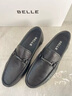 百麗（Belle）一腳蹬休閑豆豆鞋男2025新款套腳樂(lè )福皮鞋A1818AM5 黑色 42 (260mm) 曬單實(shí)拍圖
