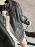 GARNUO皮毛一體羊羔毛外套女2025新款冬季麂鹿皮絨機車(chē)服加厚羊羔絨夾克 黑色 S 【80-100斤】 曬單實(shí)拍圖
