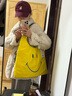 Lee×Smiley聯(lián)名托特購物包男女同款單肩包笑臉手提包手拎包潮牌時(shí)尚 黃色 曬單實(shí)拍圖