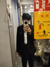 西服套裝男士正裝帥氣高中生大學生小西裝三件套韓版修身伴郎禮服 黑色西裝+白襯衫+西褲+皮帶+領帶 XL 121-134斤 曬單實拍圖