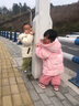 鴨鴨兒童羽絨服女童小女孩女寶寶甜美可愛(ài)加絨加厚童裝外套 粉色 110  曬單實(shí)拍圖