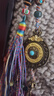 藝巔吉彩民族風(fēng)項鏈吊墜松石鑲嵌扎基拉姆五彩繩情侶款掛墜背包車(chē)載掛飾 九宮八卦牌 吊墜 曬單實(shí)拍圖