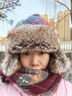 卡蒙（Kenmont）多巴胺格子毛線(xiàn)帽女冬季大頭圍加厚防寒毛絨護耳雷鋒帽km-9499 曬單實(shí)拍圖
