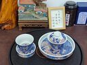 澤名家景德鎮(zhèn)釉里紅龍紋蓋碗茶杯整套家用干泡茶盤陶瓷蓋置功夫茶具套裝 仿古泥【青花點(diǎn)工霸王龍?zhí)籽b】 6件 曬單實(shí)拍圖
