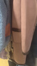 德瑪納冬學(xué)院風(fēng)撞色絨面復(fù)合棉服雙排扣毛邊棉衣外套女長款 皮粉 S  曬單實(shí)拍圖