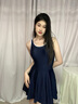 浩沙裙式連體泳衣女保守性感游泡溫泉泳衣女休閑簡(jiǎn)約泳裝 深藍(lán) L  曬單實(shí)拍圖