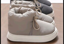 百慕傾臣高幫棉拖鞋女士冬季新款外穿月子包跟防水防滑家居保暖毛絨棉鞋男 淺灰 38-39 適合37-38 曬單實(shí)拍圖