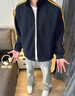 gxmy美式復古三條杠立領(lǐng)衛衣男士運動(dòng)套裝春秋季一套帥氣學(xué)生兩件套潮 藏青衛衣+藏青衛褲 【兩件裝】 XL 曬單實(shí)拍圖
