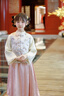 英氏（YEEHOO）兒童漢服女童馬面裙秋季國(guó)風(fēng)新中式裙子秋裝新款衣服淑女中大童裝 (南岸青梔)淺粉 140 曬單實(shí)拍圖