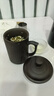 宜興紫砂茶杯帶蓋過濾杯大容量辦公杯陶瓷蓋被水杯大號禮品功夫杯 凹刻黑砂山水杯 - 帶蓋+帶過濾內(nèi)膽 曬單實拍圖