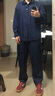 馬登工裝  仿天絲丹寧牛仔褲寬松垂感美式休閑長褲微彈直筒褲子男春季 襯衫+牛仔褲組合裝 L 曬單實拍圖