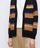 PORTS 寶姿秋冬新品60周年系列針織長(zhǎng)袖開衫毛衣LM9K052JKW022 NAVY STRIPE XL 曬單實(shí)拍圖