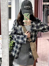 DXOT韓系格子防曬襯衫女2025春秋新款小個子慵懶復(fù)古寬松襯衣長袖外套 格子襯衫 M 建議 95-105斤 曬單實拍圖