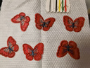 日美新蝴蝶花朵布貼破洞補丁貼歐根紗衣服帽子蕾絲繡花手縫修補貼裝飾貼 紅色蝴蝶(6朵裝) 曬單實(shí)拍圖