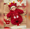 淇絲蔓嬰兒連體衣冬季加絨加厚拜年寶寶秋冬衣服外出保暖爬服新生兒棉服 紅色 100 曬單實(shí)拍圖