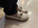 紅蜻蜓樂(lè )福鞋女2025春季百搭女鞋軟底單鞋蝴蝶結小皮鞋WLB15059米色38 曬單實(shí)拍圖