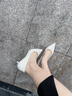 NINE WEST/玖熙高跟鞋女尖頭真皮通勤細(xì)跟單鞋 NF501031KK米白36 曬單實(shí)拍圖