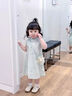 班喜迪女童旗袍連衣裙夏裝兒童中國風(fēng)漢服周歲寶寶禮服公主裙夏季小童裝 綠色 90 曬單實(shí)拍圖