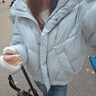 樂(lè)町短款面包羽絨服女20泡芙感超柔可脫卸帽保暖外套 融冰藍(lán)（現(xiàn)貨） S 曬單實(shí)拍圖