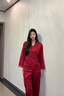 浪莎紅色本命年睡衣女秋冬高端花邊領(lǐng)袖口褲腳蕾絲邊女生紅品禮盒裝 烈焰紅 L 推薦100-120斤 曬單實(shí)拍圖