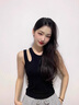 NOME設計感吊帶背心女斜肩內(nèi)搭打底無袖上衣 黑色【罩杯款】 S  曬單實拍圖