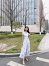 矜持范2025夏季新款短袖冰碎花連衣裙女mm妹收腰顯瘦氣質遮肚長裙子 淺藍色 L (建議100-115斤) 曬單實拍圖