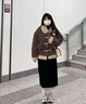 QGF美式高街羊羔絨棉服女冬季新款百搭牛角扣撞色寬松加厚保暖棉衣女 巧克力色 M 曬單實(shí)拍圖