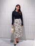 Laurèl25春新款國風(fēng)白描長款鉛筆裙女LWD361Q00900 黑花卉 S 160/66A 曬單實拍圖