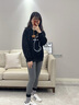 德絨打底褲雙面磨砂秋褲舒適保暖棉褲女可外穿高腰九分褲加絨棉褲 深灰色-(德絨經(jīng)典款)高腰繡字 M小碼【適合80-105斤】 曬單實(shí)拍圖