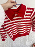 巴拉巴拉童裝女童毛衣兒童毛衫春冬裝條紋針織衫蝴蝶結內搭上衣 紅色調00466 120 曬單實(shí)拍圖