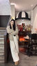 紫涵（ZIHAN）紫涵高腰白色直筒闊腿褲女2025年春季新款簡約時尚100%純棉休閑褲 白色 M 曬單實拍圖