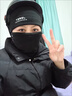 莘菲樂騎行面罩帽子冬男女套頭保暖棉帽防寒加絨簡約護脖圍脖戶外登山 黑色 曬單實拍圖