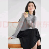 對白【100%綿羊毛】半高領(lǐng)針織毛衣女秋冬2024新款保暖打底衫上衣 海鷗灰 M 曬單實拍圖