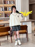 小豬彼特女童連衣裙冬裝兒童秋冬學(xué)院風(fēng)衛(wèi)衣兩件套2024新款百褶半身裙大童 4948米白（春秋款） 120cm 曬單實拍圖