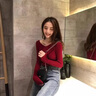 浪莎秋冬2024年新款V領(lǐng)打底衫女修身內(nèi)搭針織上衣紅色獨(dú)特超好看毛衣 酒紅色【今年流行的漂亮/本命年 L 曬單實(shí)拍圖