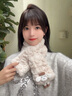 蘇木佰（SOMUBAY）小羊圍脖女秋冬季保暖毛絨絨圍巾加厚可愛(ài)少女心小清新款脖套韓版 小羊款-米色 曬單實(shí)拍圖