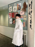 BJHG文韜同款不計后果冬季防風(fēng)白鴨絨中長款羽絨服新款男過膝情侶外套 米杏色 M （160-200斤） 曬單實拍圖