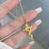 勞梭生日禮物古法生肖蛇年黃金項鏈女友權杖蛇足金十字架吊墜 柱杖蛇吊墜/5.5克多退少補 曬單實(shí)拍圖