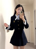 茉衣雅（MOYIYA）大碼富家千金學(xué)院風(fēng)套裝春秋高級感西裝外套女燈芯絨半身裙兩件套 外套+短裙 M 85-100斤 曬單實(shí)拍圖