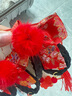 牧余兒童喜慶發(fā)飾女童丸子頭流蘇假發(fā)發(fā)夾寶寶紅色拜年服發(fā)夾漢服頭飾 錦繡蝴蝶結對夾【一對裝】 曬單實(shí)拍圖