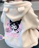 迪士尼新款女童加絨外套冬季2024加厚兒童公主風(fēng)連帽衣服女孩冬裝毛毛衣 米白色 130 曬單實(shí)拍圖